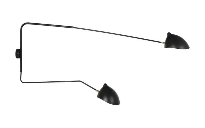 2 Arm Straight Wall Lamp by Serge Mouille Wall Lamps 2 Arm Straight Wall Lamp by Serge Mouille Wall Lamps